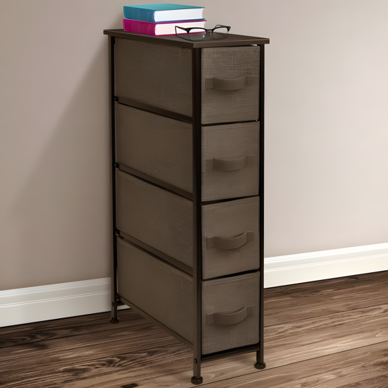 Steel and Fabric 4-Drawer Storage Dresser